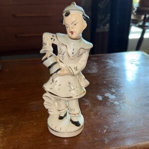 Vintage Ceramic Figurine in White and Black